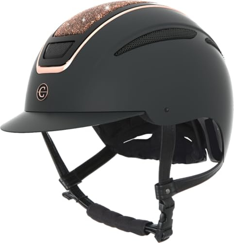Covalliero Reithelm Elite, Damen Reithelm, Optimale Belüftung, Kunstlederriemen, Herausnehmbares Innenfutter, ABS Hartschale, roségold, S/53-55cm