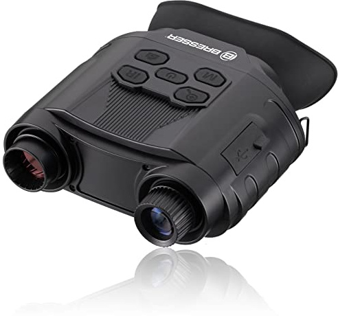 Bresser Explorer 130 binokulares Nachtsichtgerät mit Zoom bis 10,5X | 130 m Nachtsichtweite, 850 nm Infrarotlicht in 7 Stufen, Foto und Video, 16 GB microSD, USB, IR Cut Filter