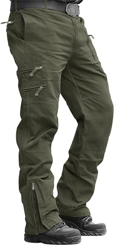 MAGCOMSEN Cargohose Herren Outdoorhose Militar Hose Herren Baumwolle mit 8 Taschen Wanderhose Leichte Jagdhose Army Grün, 32