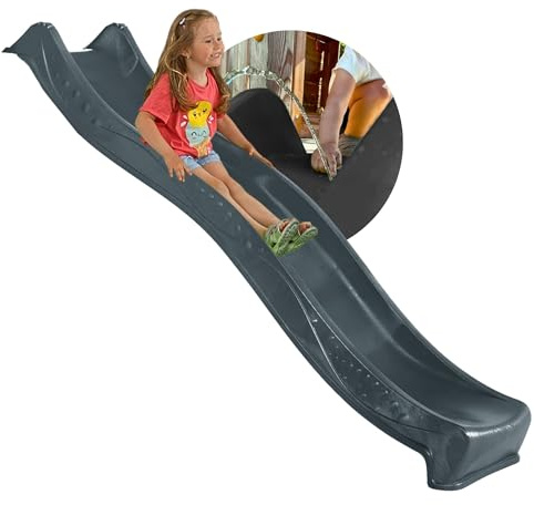 Spielturmking® Kinder Rutsche Outdoor Garten Spielgeräte, Stabile Wasserrutsche für Kinder, Alternative zu Indoor Spielgeräten, 2,30 Meter lang (Anthrazit)