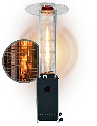 APANA Gasheizer 12,5 kW Bellamente Cristal – Gas Heizpilz | Anthrazit mit Transportrollen Terrassenheizer mit Umkippsicherung & Abschaltautomatik Outdoor Heizstrahler für Garten Balkon