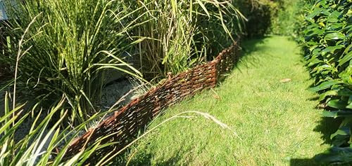 Beeteinfassung Weide 20 cm x 120 cm 5er Set - Weiden Steckzaun als Beetumrandung oder Gartenabgrenzung