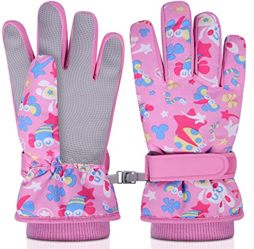 flintronic Kinder Skihandschuhe, Winter Skihandschuhe für Jahre Jungen Mädchen, wasserdichte und Winddichte Fleece Handschuhe mit verstellbaren Bündchen, für Snowboard Klttern Skifahren Radfahren