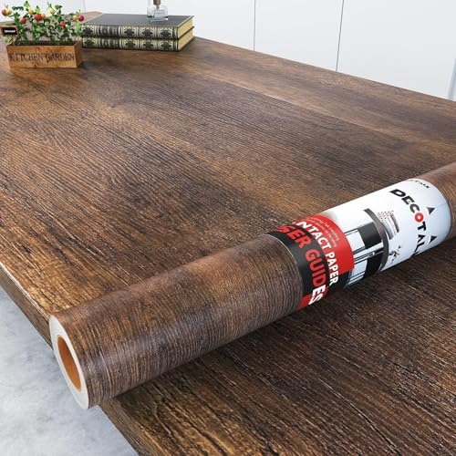Decotalk Selbstklebende Tapete Holzoptik Klebefolie Möbel Braun 81X500cm Möbelfolie Selbstklebende Wasserdicht Küchenfolie Küchentapeten Abwaschbare Möbelaufkleber Klebefolie Arbeitsplatte Folie