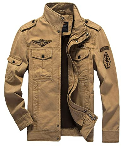 MERCIYD Herren Übergangsjacke Militär Jacke Stehkragen Fliegerjacke Baumwolle Bomber Jacke Multi Taschen Armeejacke Feldjacke