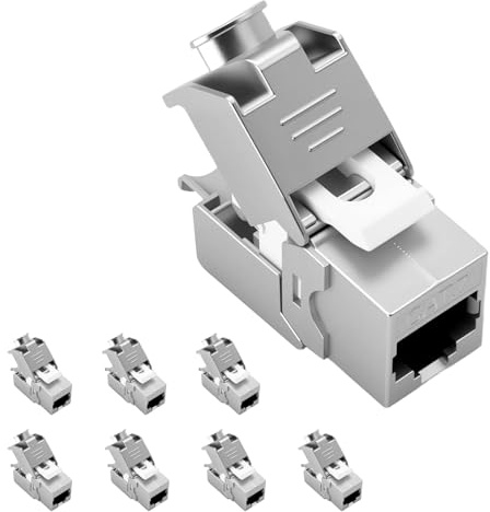 ZHITING 8PCS CAT 7 Keystone Jack Modul Optimal 1000 MHz 10 Gbit/s für CAT7 CAT6 CAT6a Verlegekabel Verbinder Patchkabel Netzwerkkabel STP Schirmung RJ45 Buchse