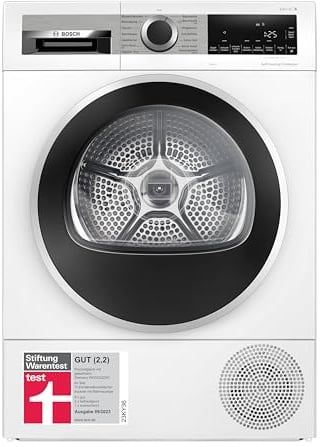 Bosch WQG235D00, Stiftung Warentest GUT (2,2)*, Serie 6, Wärmepumpentrockner 8 kg, Schneller getrocknete Wäsche, Auto Dry, Option Halbe Beladung, Sensitive Drying-System, Selbstreinigender Kondensator