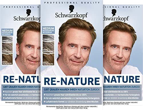 Men Perfect Re-Nature Männer Mittelblond bis Mittelbraun (3x 145 ml), Re-Pigmentierungs-Creme, stellt ohne Haare färben die Naturhaarfarbe wieder her und kaschiert schonend graue Haare