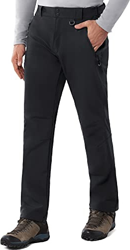 33,000ft Outdoorhose Herren Softshellhose Wasserdicht Winddicht Skihose Warm Fleece Gefüttert Herrenhose Winter Trekkinghose Wanderhose Schwarz S/32W/30L