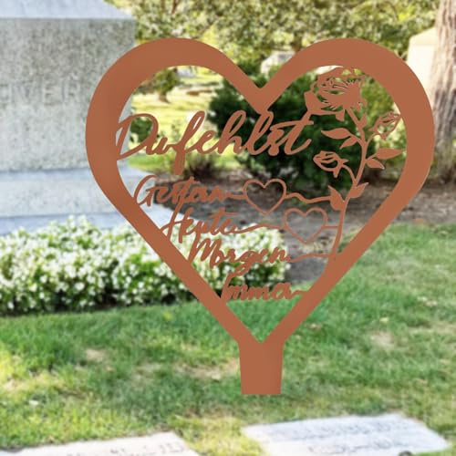 Grabschmuck Wetterfest, Grabdeko Friedhof Deko Grabstecker Trauer Deko Grabschmuck Herz Grabdekoration