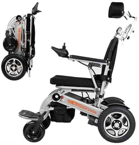 WMMY Ultraleichter Faltbarer Elektrischer Rollstuhl, Elektro-Rollstuhl mit Kopfstütze, für ältere und behinderte Menschen, Li-Ion Battery 24V 20Ah