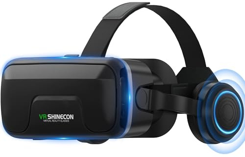 XWP VR Brille Headset mit Kopfhörern, 3D Virtual-Reality-Brille für Handyspiele, Filme & Spielzeug, kompatibel mit iPhone & Android 4,7–7,2, Geburtstags Kinder und Familie
