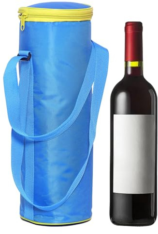 Leberna Isolierte Flaschenkühltasche, faltbar, Weinflasche, Picknick, Getränke, Tragetasche mit verstellbarem Gurt, Blau