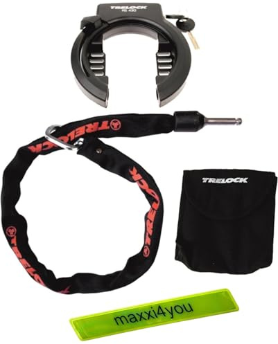 Trelock RS 430 Fahrrad Rahmenschloss + Anschlusskette ZR355 100 cm Ø 6 mm inkl. maxxi4you Reflexband