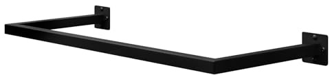 eSituro Kleiderstange Wand Rechteck, 94cm,Garderobenstange Wandmontage, aus Industrierohr, platzsparend, für Flur Küche Wohnzimmer Badezimmer, 50 kg belastbar,Schwarz