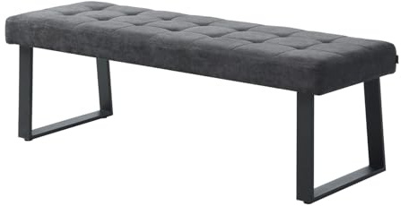 B&D home Sitzbank Dolce | gepolsterte Esszimmerbank 140 cm Polsterbank für Esszimmer, Garderobe, Küche | Industrial modern Design | Anthrazit