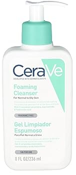 CeraVe Schäumendes Reinigungsgel, Sanftes Waschgel zum Entfernen von Verschmutzungen, Talg und Makeup, Feuchtigkeitsspendend, mit Niacinamid, Hyaluron und Ceramiden, 236 ml