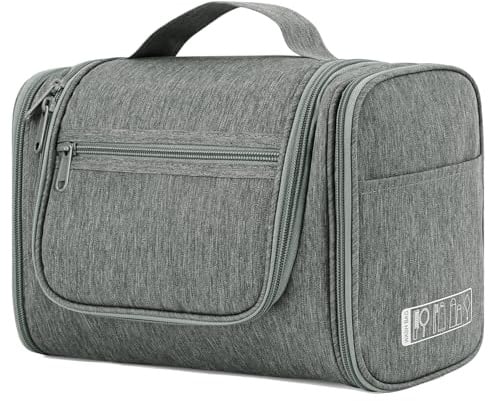WANDF Groß Waschtasche, Kulturtasche zum Aufhängen für Damen, Kulturbeutel Herren Gross, Waschbeutel für Camping Reisen für Kinder Frauen Mann (Grau)