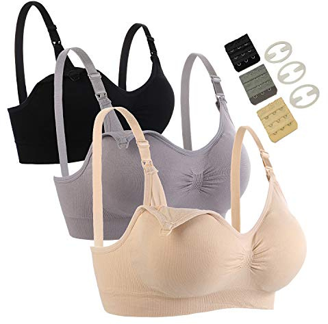 Seitop 3 Pack Schwangerschafts Still BH Nahtloser Still-BH mit zusätzlichen BH-Verlängerungen Stillen und Schlaf Ohne Bügel für Damen M