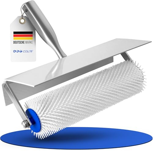 Stachelwalze für Ausgleichsmasse (25cm) inkl. Spritzschutz und Stielaufnahme - Entlüftungswalze mit 11mm Stacheln