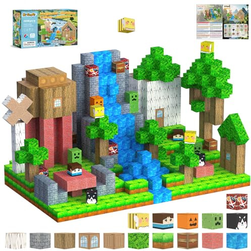 HISHOPTOY Magnetische Bausteine 108 Teile Magnetbausteine Magnetblöcke Magnete Kinder ab 3 4 5 6 7 8 9 Jahre Montessori Spielzeug Kreatives für Jungen Mädchen Geburtstag Geschenk Bauwelt