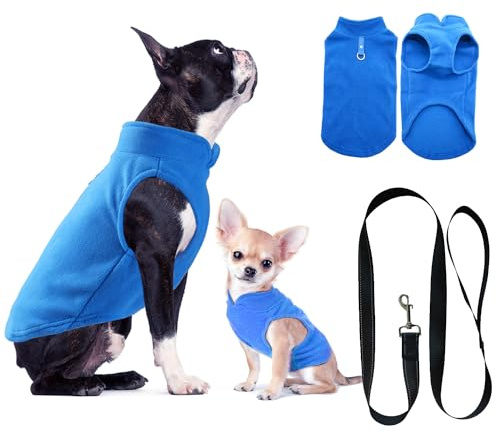 Hundepullover, Hundemantel Fleece Kleine Hunde, Hunde Fleece Pullover Katzenpullover, Hundepullover Hunde Kleidung für Chihuahua Französische Bulldogge(S, Blau)