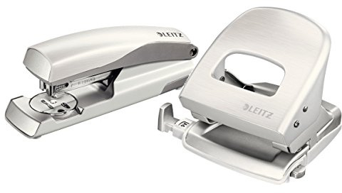 Leitz 50060004 Locher und Leitz 55620069 Heftgerät Nexxt Style (arktik-weiß | Heftgerät + Locher)