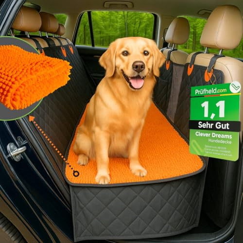 Clever Dreams Hundedecke Auto Rückbank - wasserdichte Autoschondecke für Hunde mit festem Boden & Abnehmbarer Schmutzfangmatte, rutschfest & Kratzfest
