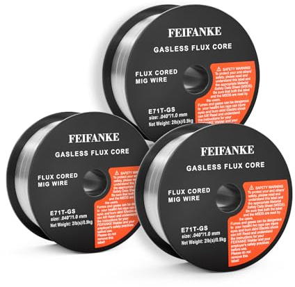 FEIFANKE 1,0MM, 3KG, 3 Rollen Fülldraht Ohne Gas - E71T-GS Universal Schweißdraht MIG MAG Drahtrolle D100 für Schweißgerät,