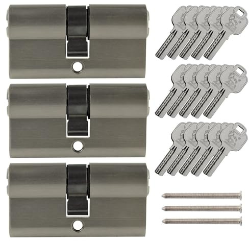 3x gleichschliessende Profilzylinder 60 mm 30x30 inkl. 15 Wendeschlüssel