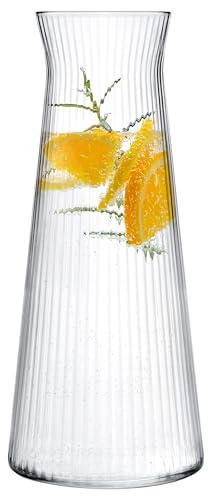 KONZEPT Wasserkaraffe aus robustem, geriffeltem Glas – 1 Liter, spülmaschinenfest, BPA-frei, stilvoll und stabil
