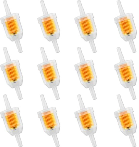 12 Stück Universal Kraftstofffilter Set, Transparenter Benzinfilter 6mm bis 8mm Schlauch, Inline Dieselfilter für Motorrad Rasenmäher Traktor Generator Kart
