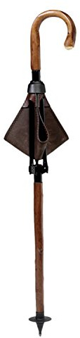 Fritzmann Jagdstock mit Klappsitz aus Leder und Wanderstock, Braun