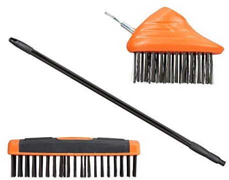 Relaxdays Fugenbürste Set mit Teleskop-Stiel, Carbon-Stahl Borsten, Fugenkratzer & Schrubber, Unkraut, 80-140cm, schwarz