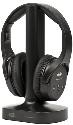 Trevi FRS 1480 R Stereo-Kopfhörer für TV, kabellos, HF-Empfänger, kabellos, Ladestation, digital, optisch, 3,5 mm Klinkenstecker, RCA, Verstellbarer Kopfbügel, automatische Abschaltung