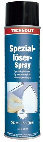 TECHNOLIT Speziallöser-Spray 500ml | Graffitientferner & Farblöser | Reiniger gegen Klebstoffreste, Teer + Baumharz | Für Lack, Metall, Glas sowie Kunststoff | Auto, Haushalt & Hobby Nutzung