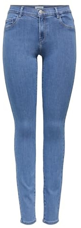 ONLY Skinny Jeans Damen - ONLRAIN - Mid-Waist - Skinny Fit - Bequeme Damenjeans aus Elastischem und Weichem Denim-Material mit Stretch-Anteil
