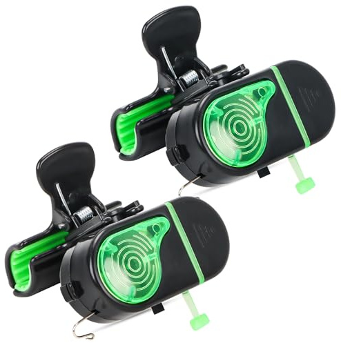 Byffoer Ansteckbarer Angel Bissanzeiger mit LED Licht und Ton,Angelglocke Fischbissalarm Empfindliche Elektronische Angelalarm-Anzeige,Angelzubehör Für Süßwasser Outdoorsport Erwachsene Männer