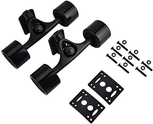 Skateboard LKW Hohe Haltbarkeit Longboard Röllchen Auflage Lagerbolzen 2pcs Set(Schwarze Welle Schwarzes Rad)