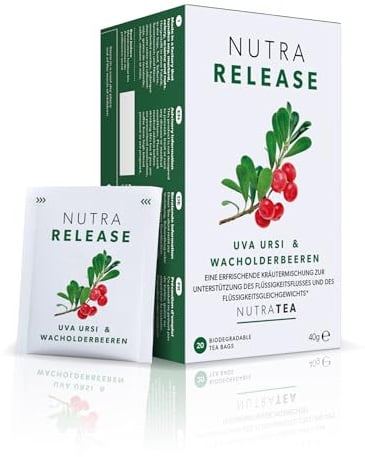 Nutra Tea NUTRARELEASE, Blasen und Nierentee für natürliche Entwässerung, Harntee ideal bei Blasenentzündung, Blasentee, 20 wiederverwendbare Teebeutel, Krätuertee mit Bärentraube & Brennnessel