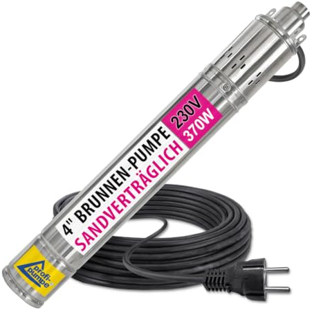 4″ 370W Tiefbrunnenpumpe 6 bar 230V Brunnenpumpe sandverträglich Edelstahl