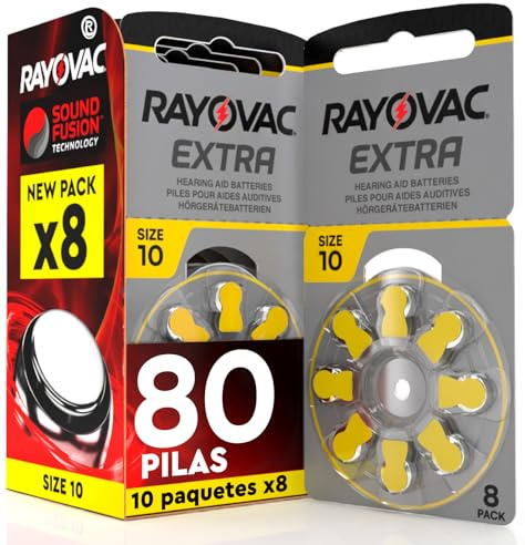 80 Hörgerätebatterien Rayovac Extra 10. - 10 Blister à 8 Batterien