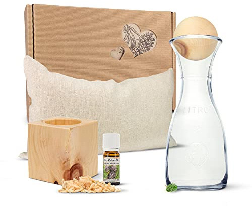 ZirbenErlebnis Geschenksbox Nr.3: Bio-Zirbenkissen mit Zirbenwürfel-Set und Zirbenkugel-Set