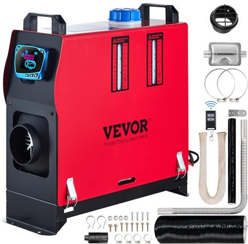 VEVOR 12 V Standheizung Diesel, 8 kW Diesel Lufterhitzer, 0,18-0,48 L Standheizung, Luft Dieselheizung, Air Diesel Heizung für Auto RV Boote LKW Wohnmobil Bus mit Schalldämpfer(1 Luftauslass)