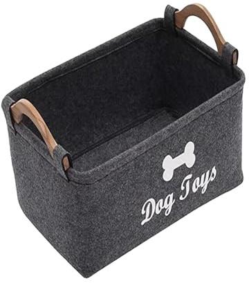 AWHAO Haustier Spielzeug Organizer Box, Welpen Sachen Korb, Rechteckig, Vielseitig Einsetzbar, Zusammenklappbar, Katzenspielzeug Boxen, Hundebedarf, Lagerpl, Für Zuhause Und Büro, Lagerpl, Schwarz