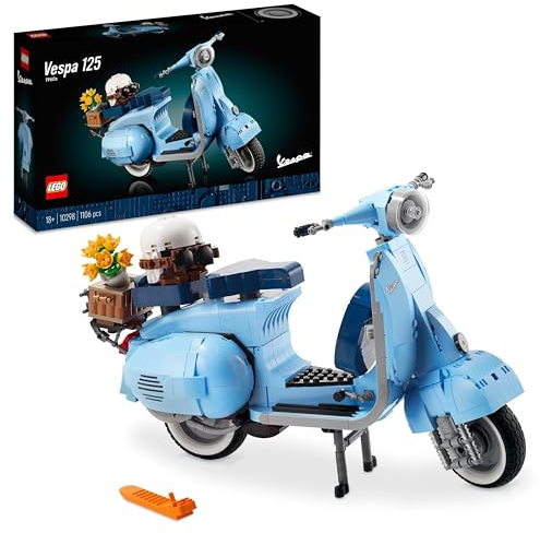 LEGO Icons Vespa 125, Motorrad-Modell zum Bauen, Vintage Roller aus Italien, Modellbausatz für Erwachsene, Austellungsstück als Zimmer-Deko, Geschenke für Frauen und Männer 10298