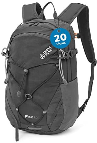 Terra Peak® Premium Wanderrucksack 20L (FLEX 20) Damen Herren Erwachsene klein grau - Trekking-Rucksack wasserdicht - Daypack Rucksack & Tagesrucksack mit Hüftgurt & Rückenbelüftung zum Wandern leicht