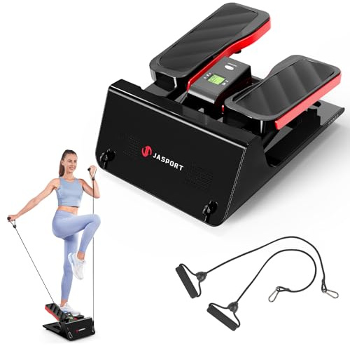 JASPORT ST3 Mini-Stepper für Zuhause mit Zugbändern und Display | Leise Hydraulik-Dämpfung, rutschfeste Pedale, stabile Stahlkonstruktion, vormontiert, bis 100 kg belastbar