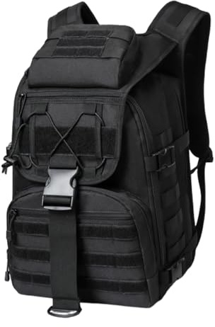 CINGHI LUSSO Militär Rucksack Herren 35 Liter Outdoor Wasserdicht Taktischer Wanderrucksack Survival Bundeswehr Backpack für Camping, Reisen und Wandern (Schwarz)