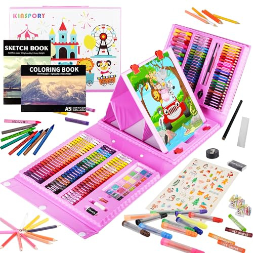 KINSPORY Malkoffer für Kinder, 290-tlg. Malset für Kinder, Malerei set | Kreatives Malset Kinder mit vielfältigen Malutensilien für Kunstkurse, Geschenk für Geburtstage, Feiertage und Weihnachten